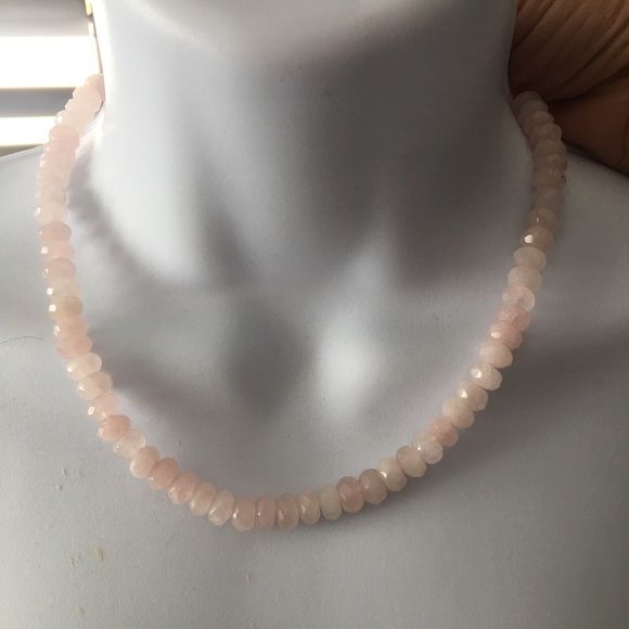 Faceted rose quartz string of bead for a necklace